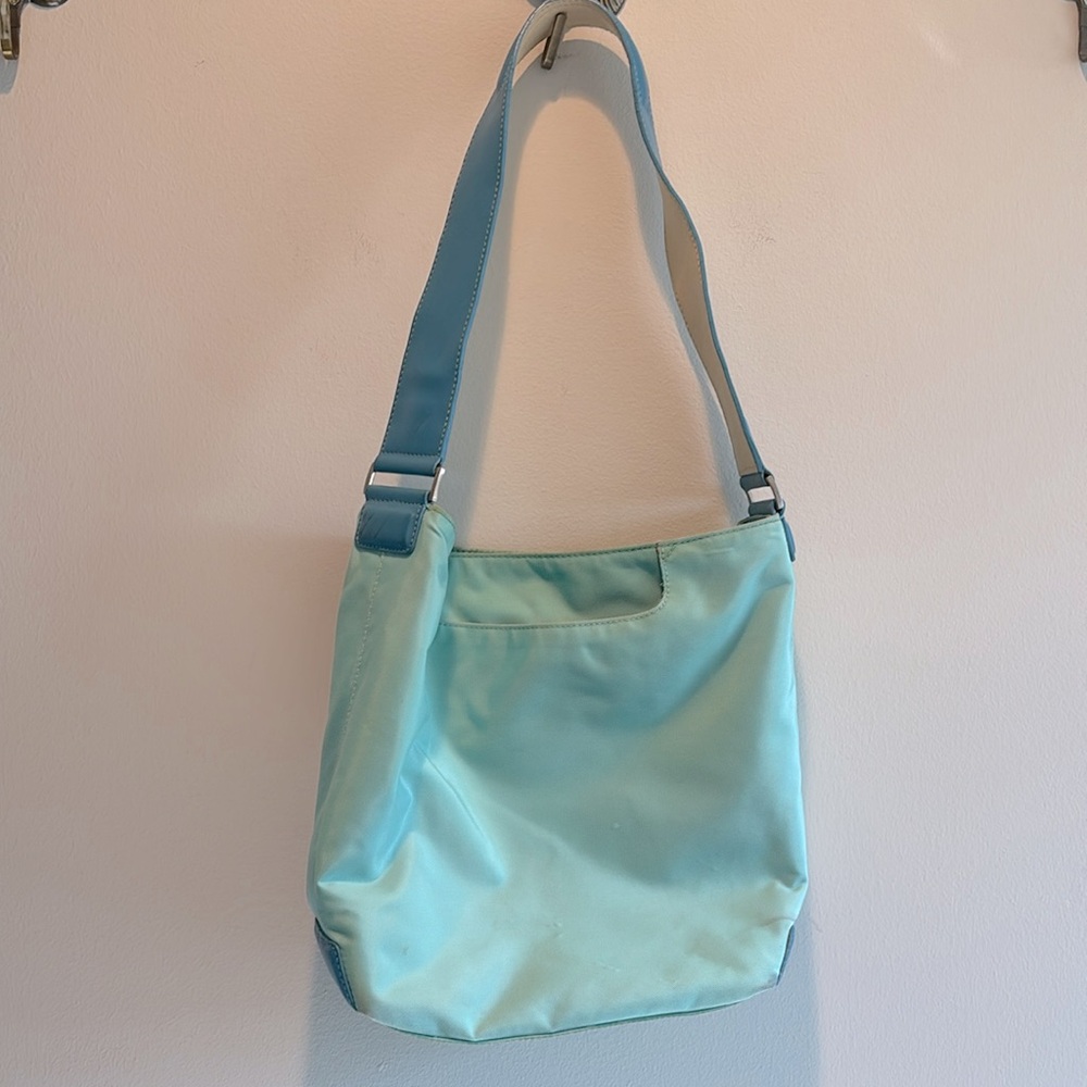 Tumi Mint Green Shoulder Bag with Blue Strap - Picture 2 of 13